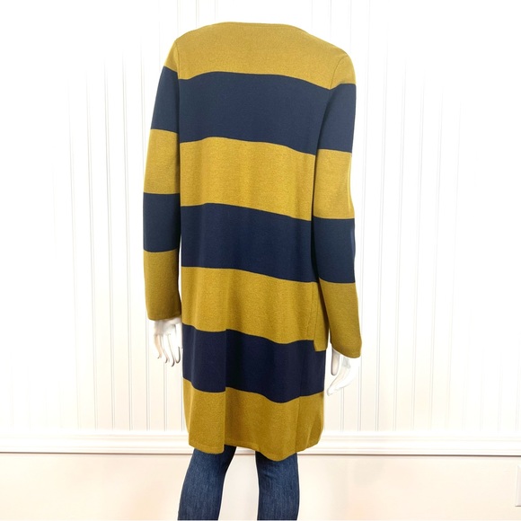 J. Crew Long Cardigan Sweater Wool Blend Open Front Pockets Women XS Striped - Picture 6 of 11
